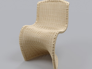 ivanna modern classic brown woven wicker outdoor dining side chair Modèle 3D