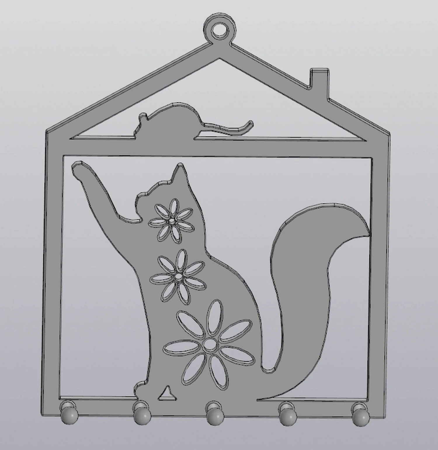 hanging key holder cat mouse 3D Print Model .c4d .max .obj .3ds .fbx .stl .blend