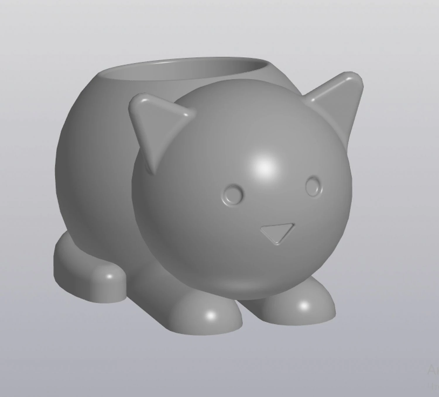 flowerpot cat 3D Print Model .c4d .max .obj .3ds .fbx .stl .blend 
