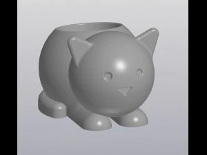bloempot kat 3D printmodel