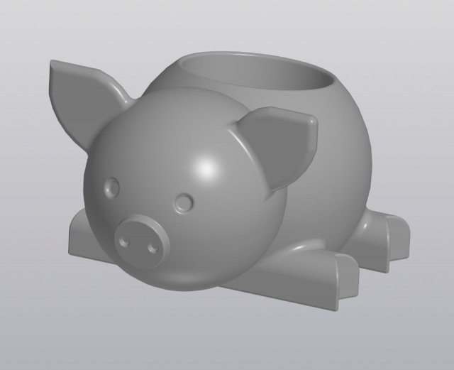 flowerpot pig 3Dプリントモデル .c4d .max .obj .3ds .fbx .stl .blend 