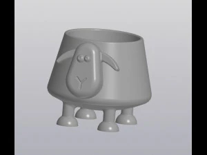 pecora pazza in vaso di fiori Modello di stampa 3D