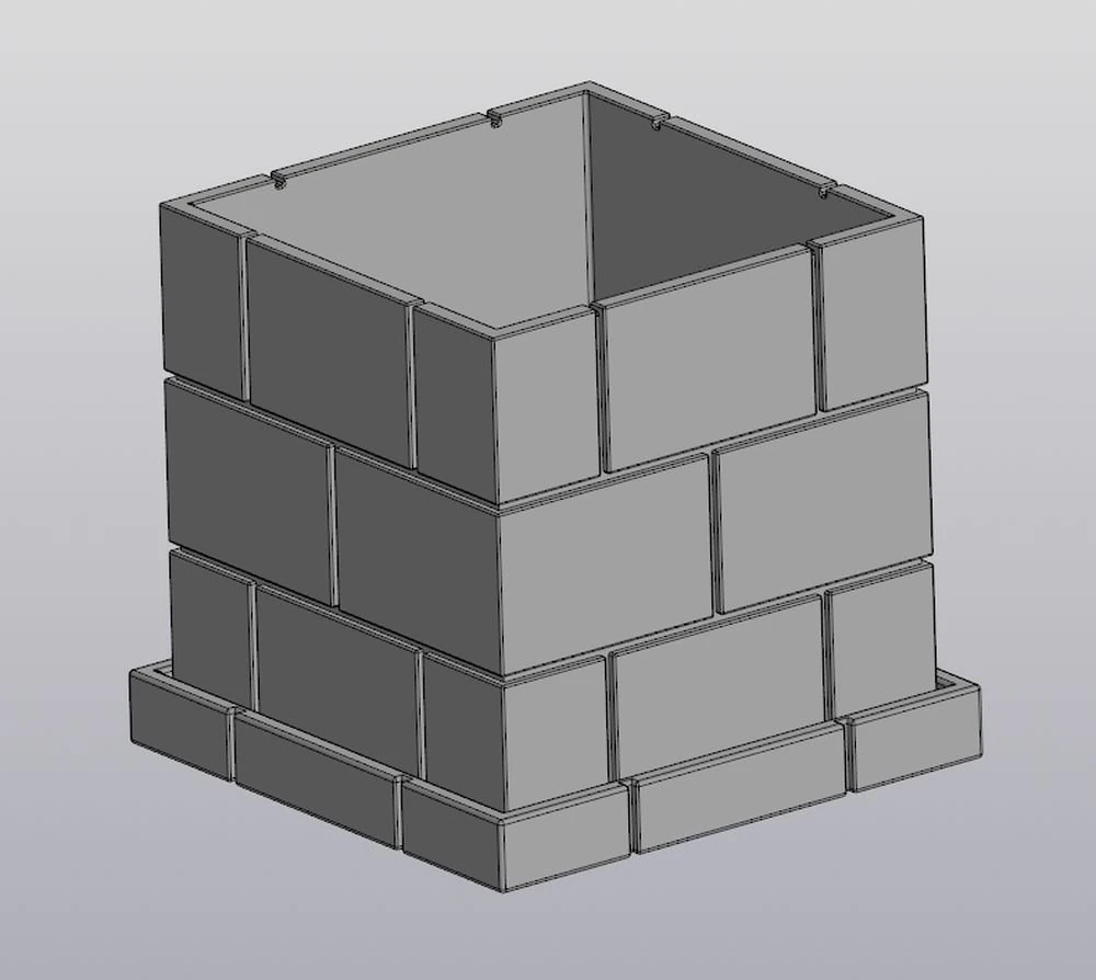 flowerpot brickwork 3D Print Model .c4d .max .obj .3ds .fbx .stl .blend 
