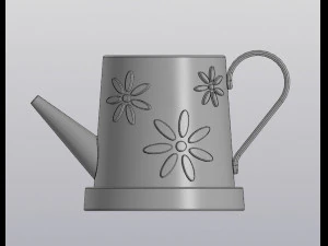 Flowerpot watering can with daisies 3D printmodel