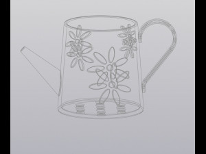 Flowerpot watering can with daisies 3D Принт Модель