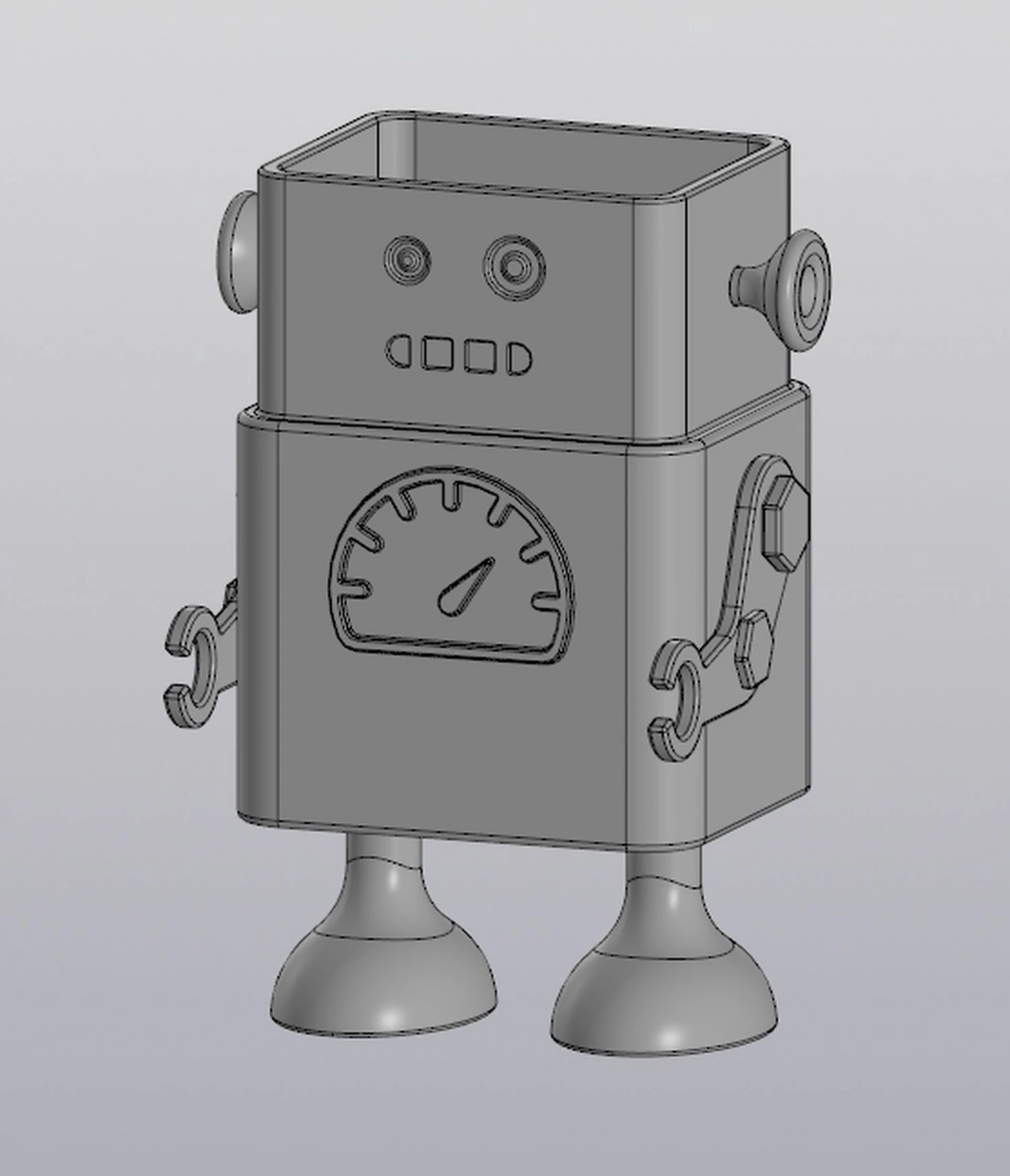 pencil holder - flowerpot robot 3D Print Model .c4d .max .obj .3ds .fbx .stl .blend 