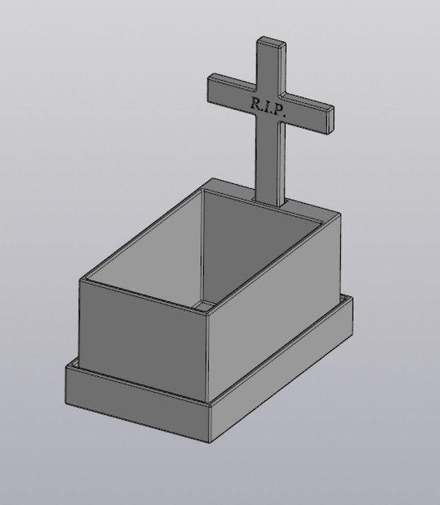 gothic flowerpot grave and cross 3D Print Model .c4d .max .obj .3ds .fbx .stl .blend