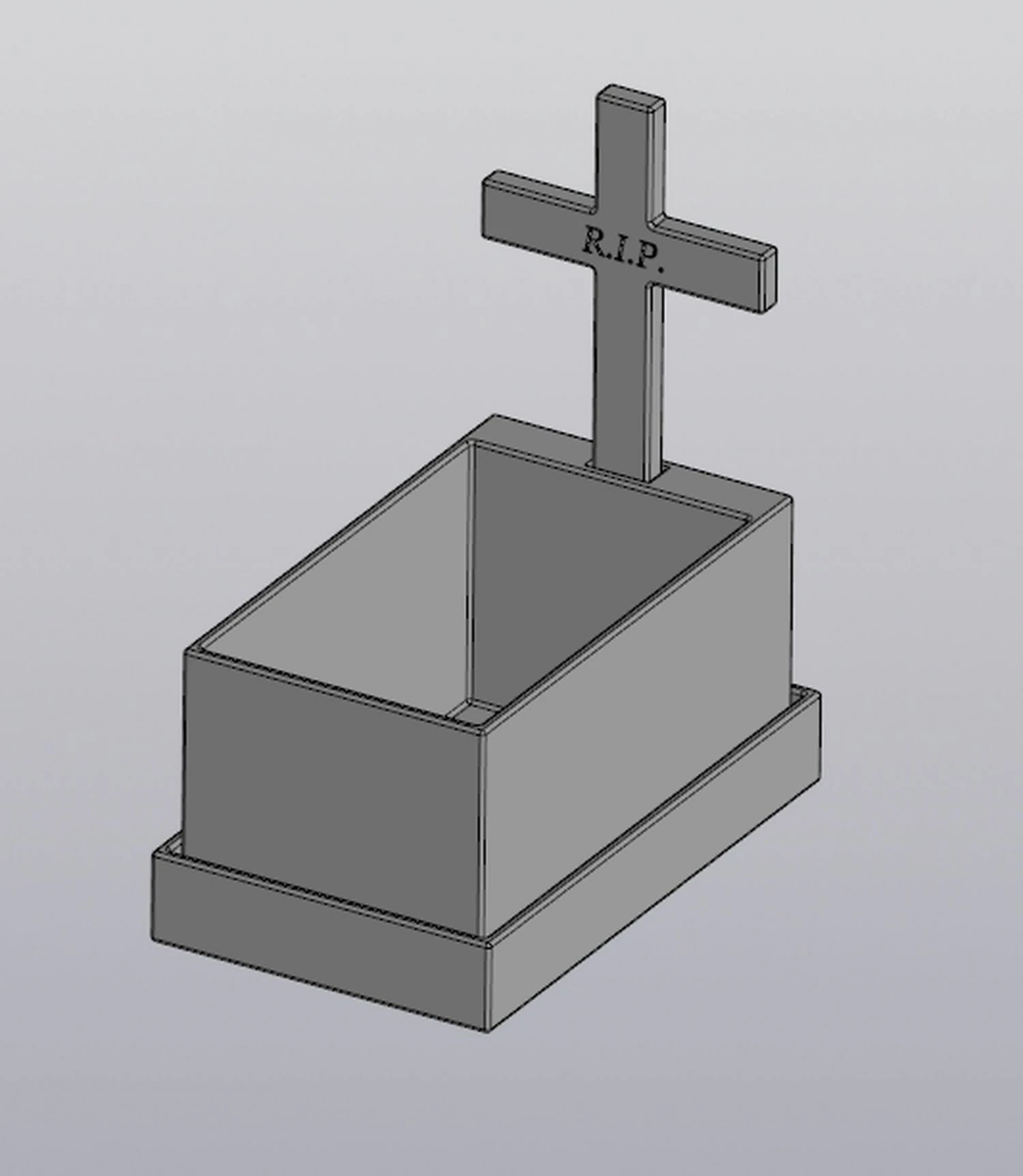 gothic flowerpot grave and cross 3D Print Model .c4d .max .obj .3ds .fbx .stl .blend 
