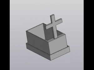 gothic flowerpot grave and cross 3D Print Model