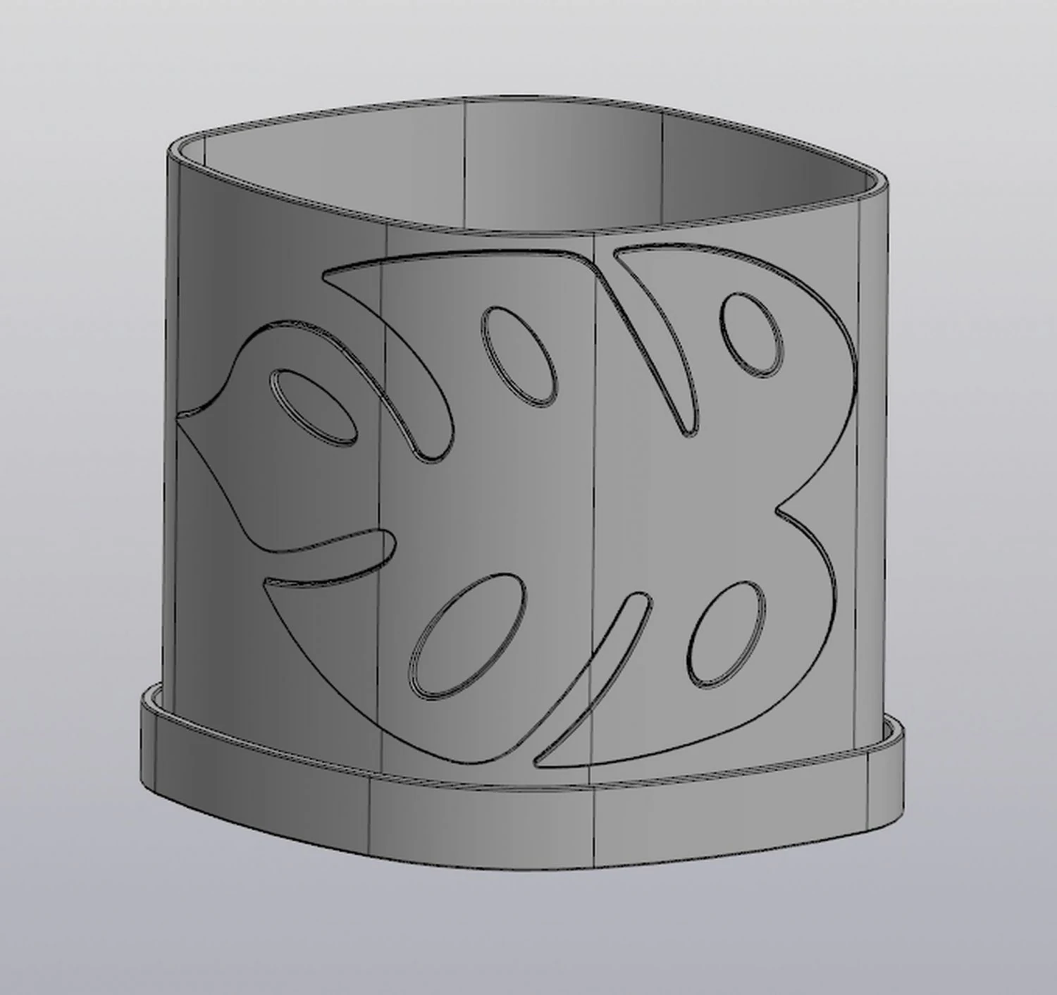 Flowerpot Monstera 2 leafs 3D Print Model .c4d .max .obj .3ds .fbx .stl .blend 