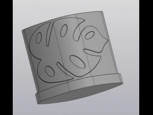 Flowerpot Monstera 2 leafs 3D Print Model