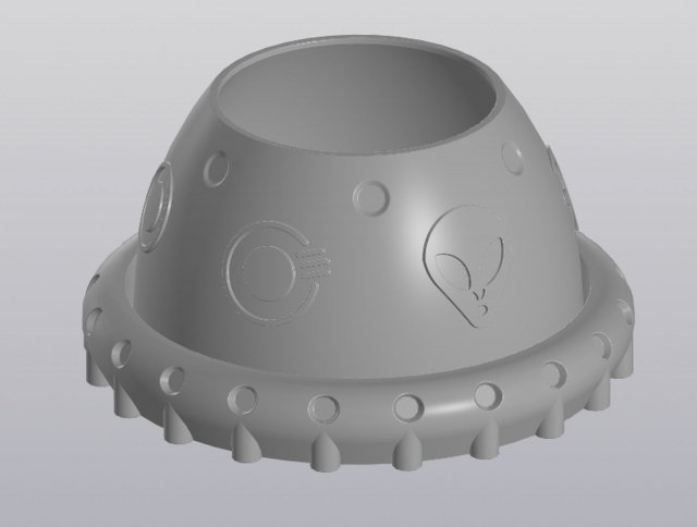 Landed UFO Planter 3D Baskı Modeli .c4d .max .obj .3ds .fbx .stl .blend 