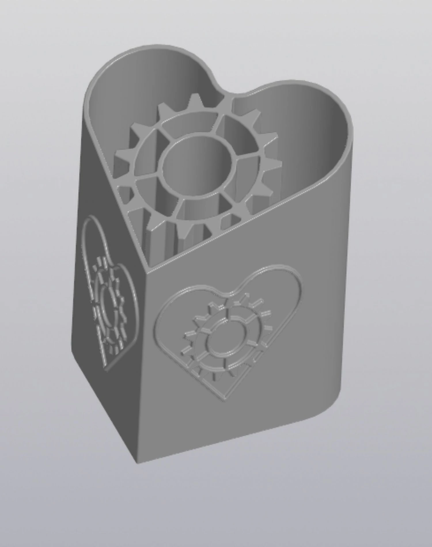 Heart with gear Penholder 3D Print Model .c4d .max .obj .3ds .fbx .stl .blend