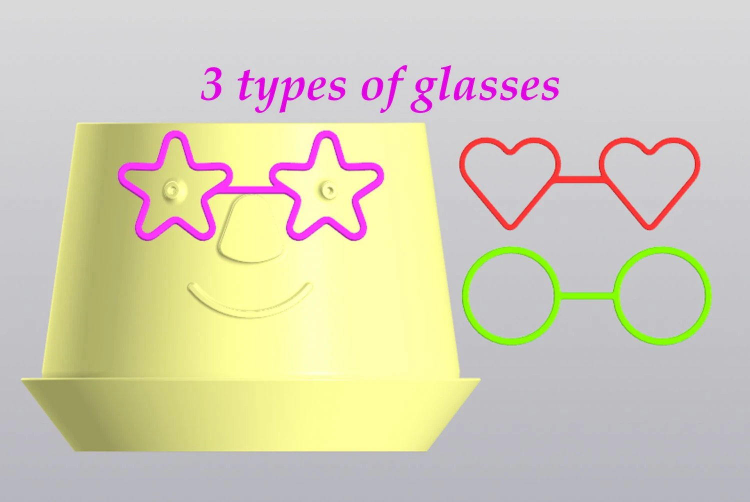 Planter with glasses 3D Print Model .c4d .max .obj .3ds .fbx .stl .blend
