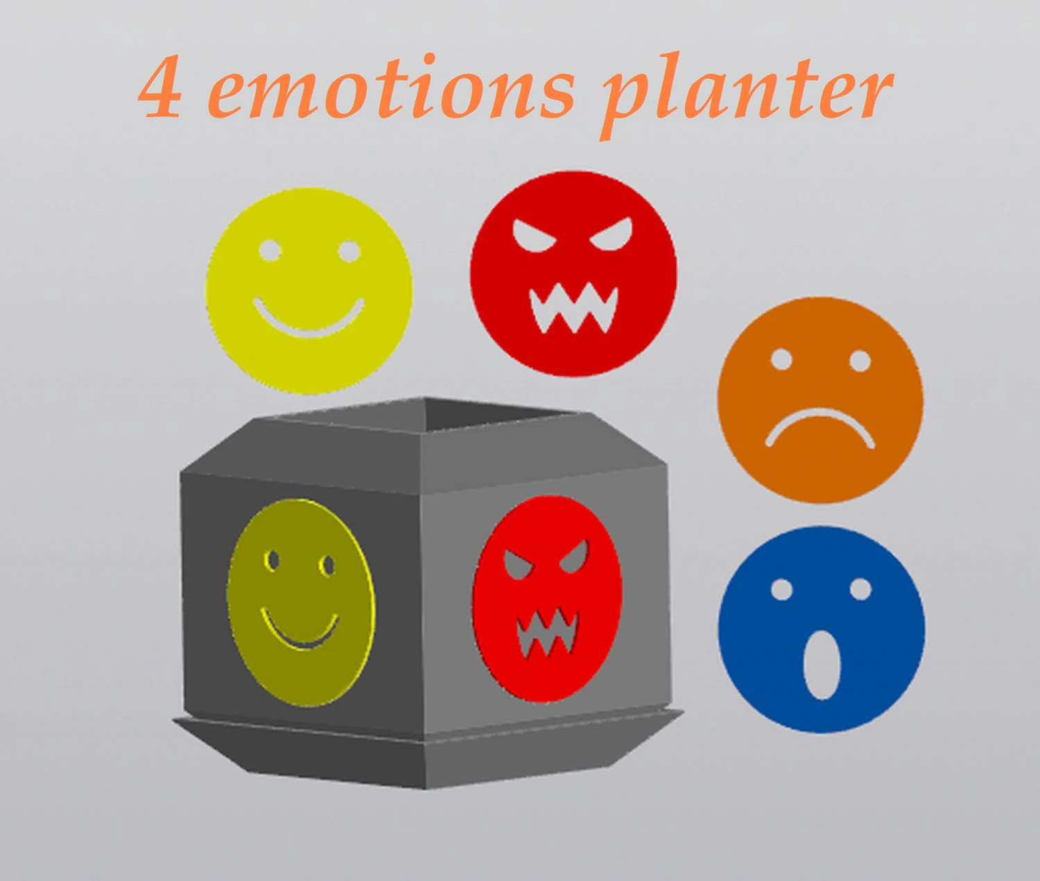 4 Emotions Planter 3D Print Model .c4d .max .obj .3ds .fbx .stl .blend 