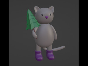 Cat with christmas tree Character mesh 3D-Modell