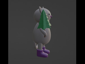 Cat with christmas tree Character mesh 3D-Modell