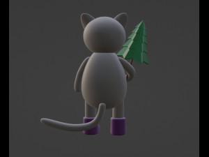 Cat with christmas tree Character mesh 3D-Modell
