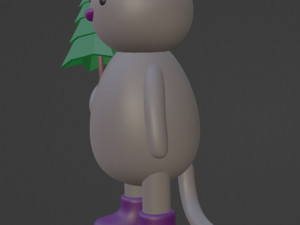 Cat with christmas tree Character mesh 3D-Modell