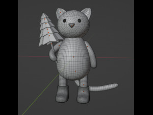Cat with christmas tree Character mesh 3D-Modell