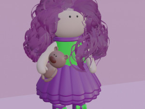 Doll with a teddy bear Character mesh 3D-Modell