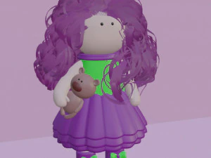 Doll with a teddy bear Character mesh 3D Model