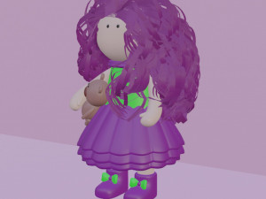 Doll with a teddy bear Character mesh 3D-Modell