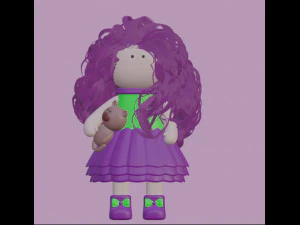 Doll with a teddy bear Character mesh 3D Model
