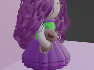 Doll with a teddy bear Character mesh 3D-Modell