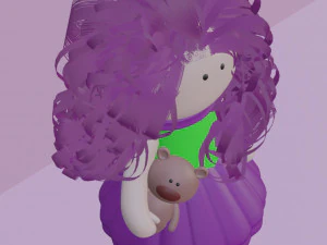 Doll with a teddy bear Character mesh 3D Model