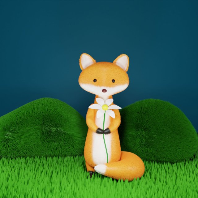 Fox character mesh Model 3D .c4d .max .obj .3ds .fbx .stl .blend 