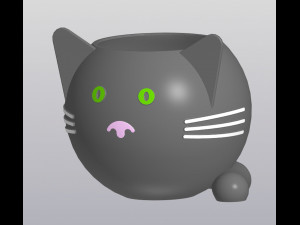 Crazy cat Planter Vase Holder for small things 3D Print Model