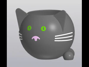 Crazy cat Planter Vase Holder for small things 3D Print Model