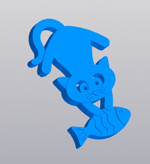 Keychain Cat with fish 3D Print Model .c4d .max .obj .3ds .fbx .stl .blend 