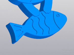 Keychain Cat with fish 3D Print Model