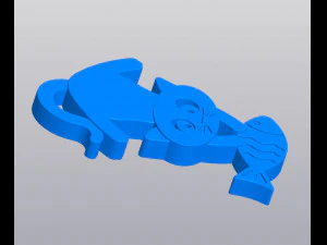 Keychain Cat with fish 3D Print Model