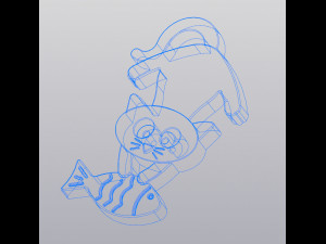 Keychain Cat with fish 3D Print Model