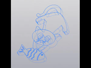 Keychain Cat with fish 3D Print Model