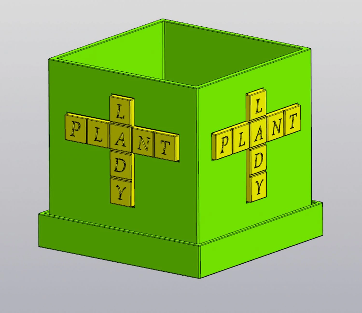 Planter Plant Lady Scrabble tile 3D Print Model .c4d .max .obj .3ds .fbx .stl .blend