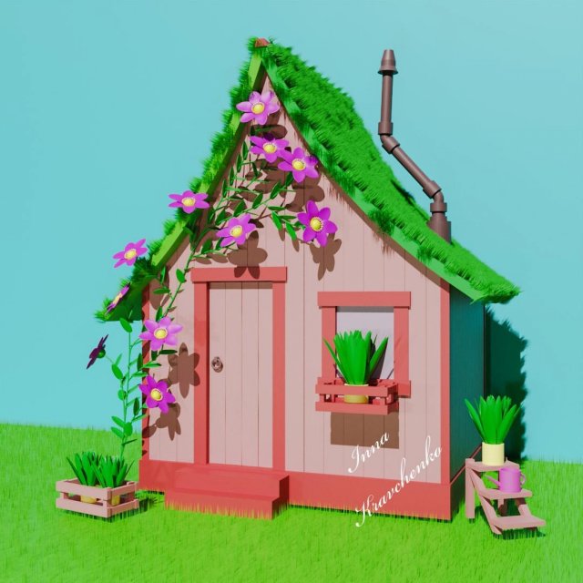 Forest house 3D 모델 .c4d .max .obj .3ds .fbx .stl .blend 