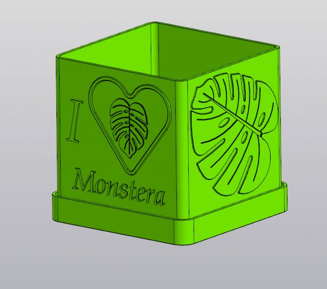 Planter I love monstera 3D Print Model .c4d .max .obj .3ds .fbx .stl .blend 