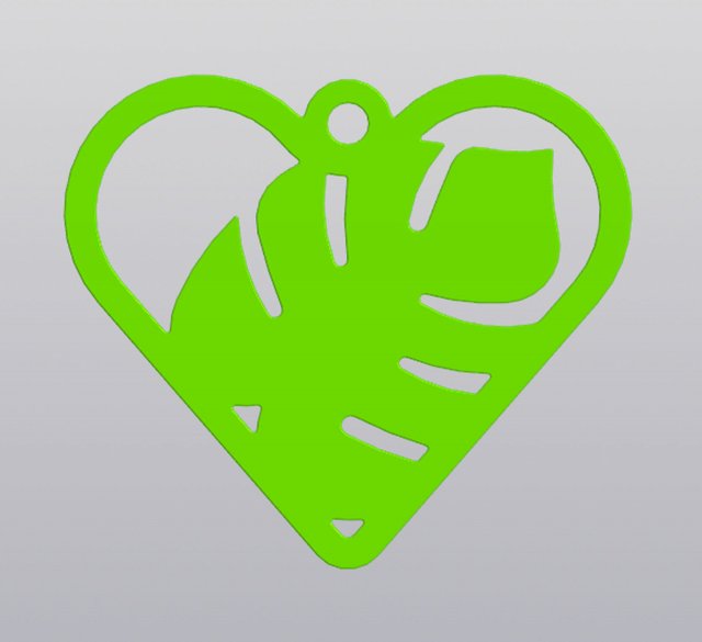 Keychain Green heart Valentines day gift for plant lovers Modello di stampa 3D .c4d .max .obj .3ds .fbx .stl .blend 