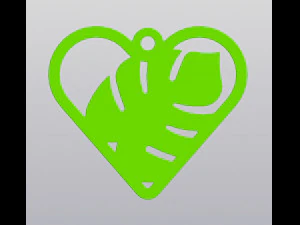 Keychain Green heart Valentines day gift for plant lovers 3D printmodel