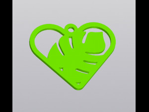 Keychain Green heart Valentines day gift for plant lovers Modello di stampa 3D