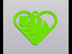 Keychain Green heart Valentines day gift for plant lovers Modello di stampa 3D
