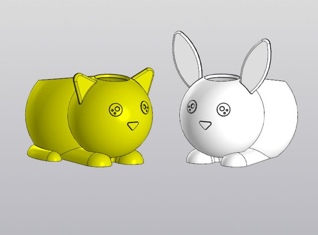Set 2 Holders for small things Pen holders Bunny and Cat 3D Baskı Modeli .c4d .max .obj .3ds .fbx .stl .blend 