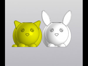 Set 2 Holders for small things Pen holders Bunny and Cat 3D Baskı Modeli
