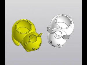 Set 2 Holders for small things Pen holders Bunny and Cat 3D Print Model