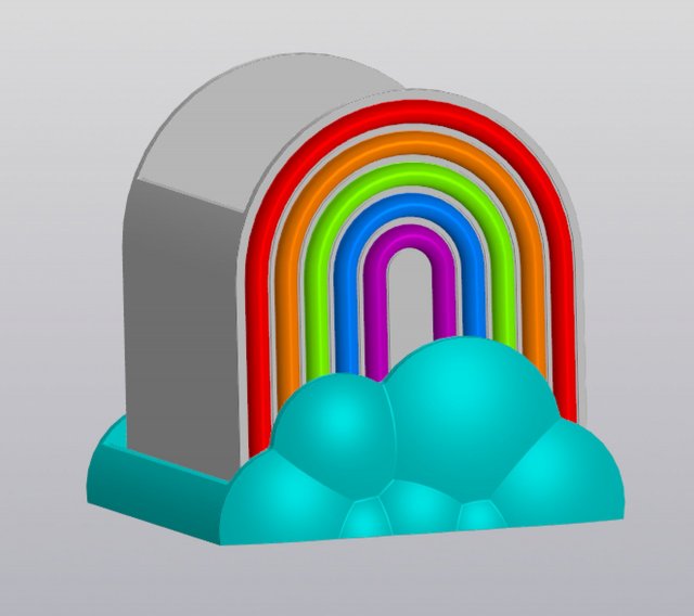 Multicolor Rainbow and Cloud Planter 3Dプリントモデル .c4d .max .obj .3ds .fbx .stl .blend 