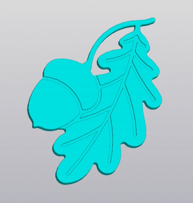 Oak leaf and acorn Cup coaster 3D 프린트 모델 .c4d .max .obj .3ds .fbx .stl .blend 